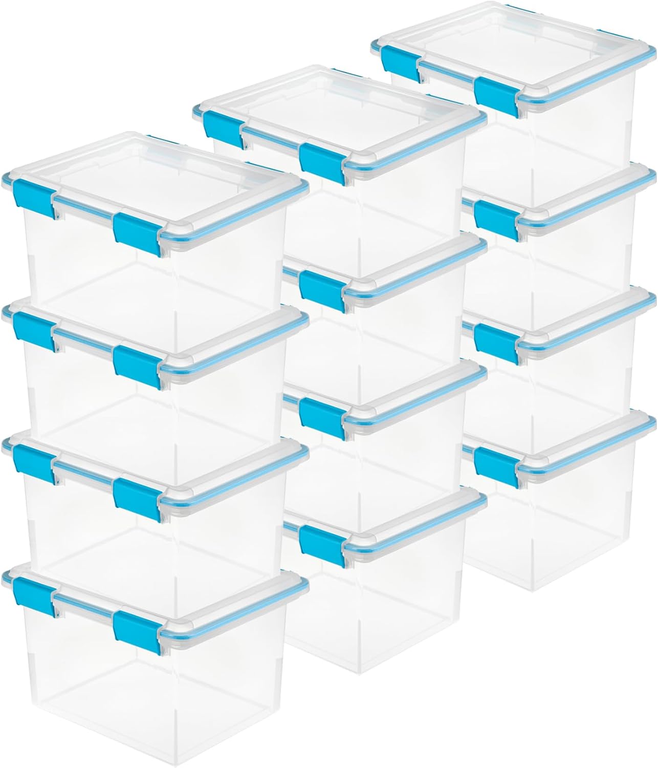 Sterilite 4-Pack Gasket Box, Weather-Resistant Storage Bins with Latching Lids, 32 Quart - Heavy-Duty Organizing Containers for Closet, Bathroom, and Office