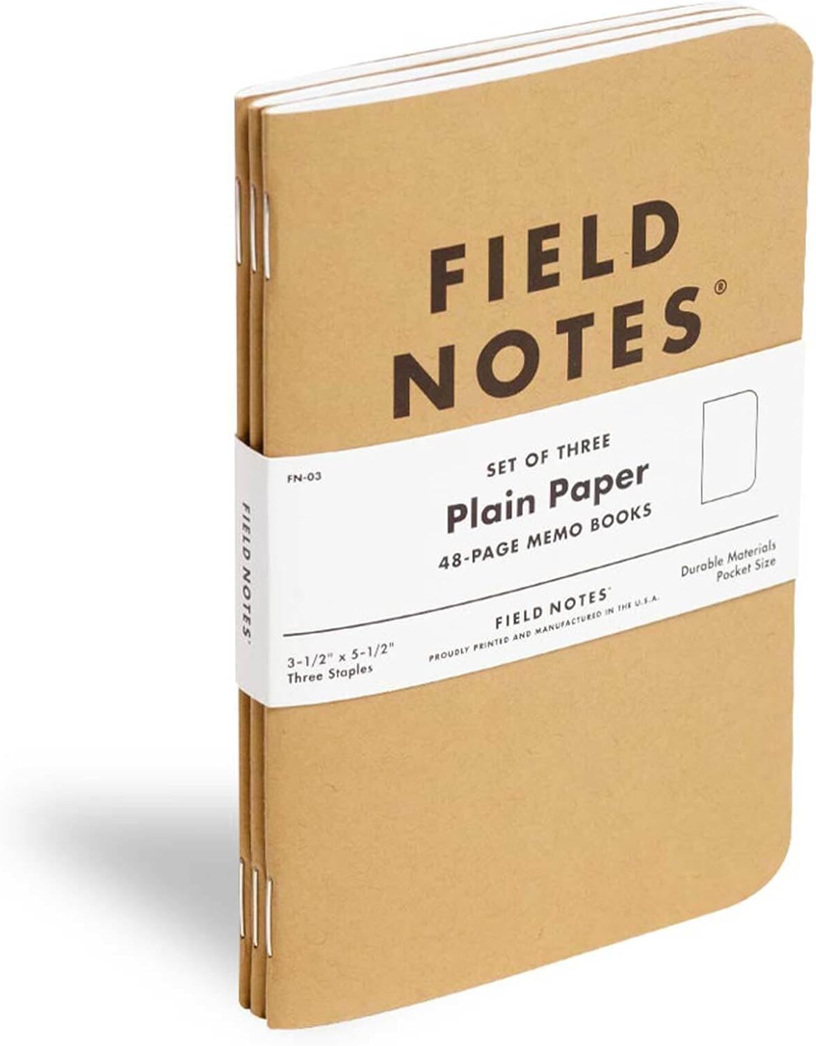 Field Notes: Original Kraft 3-Pack - Mixed Paper (1 Graph/Grid, 1 Ruled/Lined, 1 Plain/Blank) Memo Books - 48 Page Pocket Notebooks - 3.5" x 5.5"