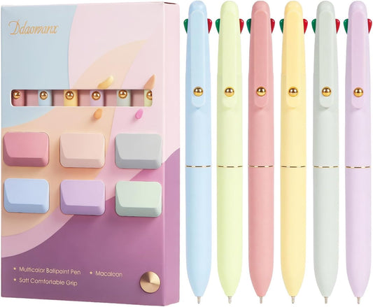 Ddaowanx Multicolor Pens, 4-in-1 Colored Ballpoint Pen 0.5mm Fine Point Smooth Writing,Nurse Accessories for Work,Gifts for Teen Girls,6-Count