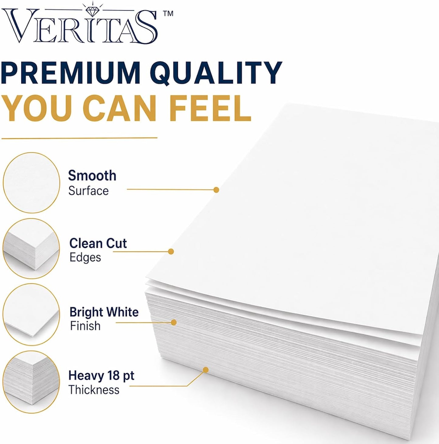 Veritas White Cardstock 8.5 x 11”, 110LB Index/199GSM Heavyweight Card Stock, 100 Sheets, Thick Cardstock Printer Paper for Copy, Printing, Art Projects, Invitations, Made In USA