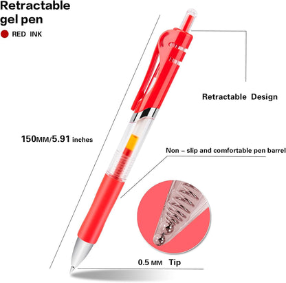 30pcs Black Gel Ink Pens for Writing, 0.5 mm Pens Fine Point Smooth Writing Pens for Journaling, Bulk Retractable Rollerball Pens for School Office.