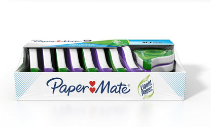 Paper Mate Liquid Paper DryLine Extra Long Tapes, Mess-Free, Assorted Colors, 10 Count - Home, Office, Teacher Supplies, College Essentials