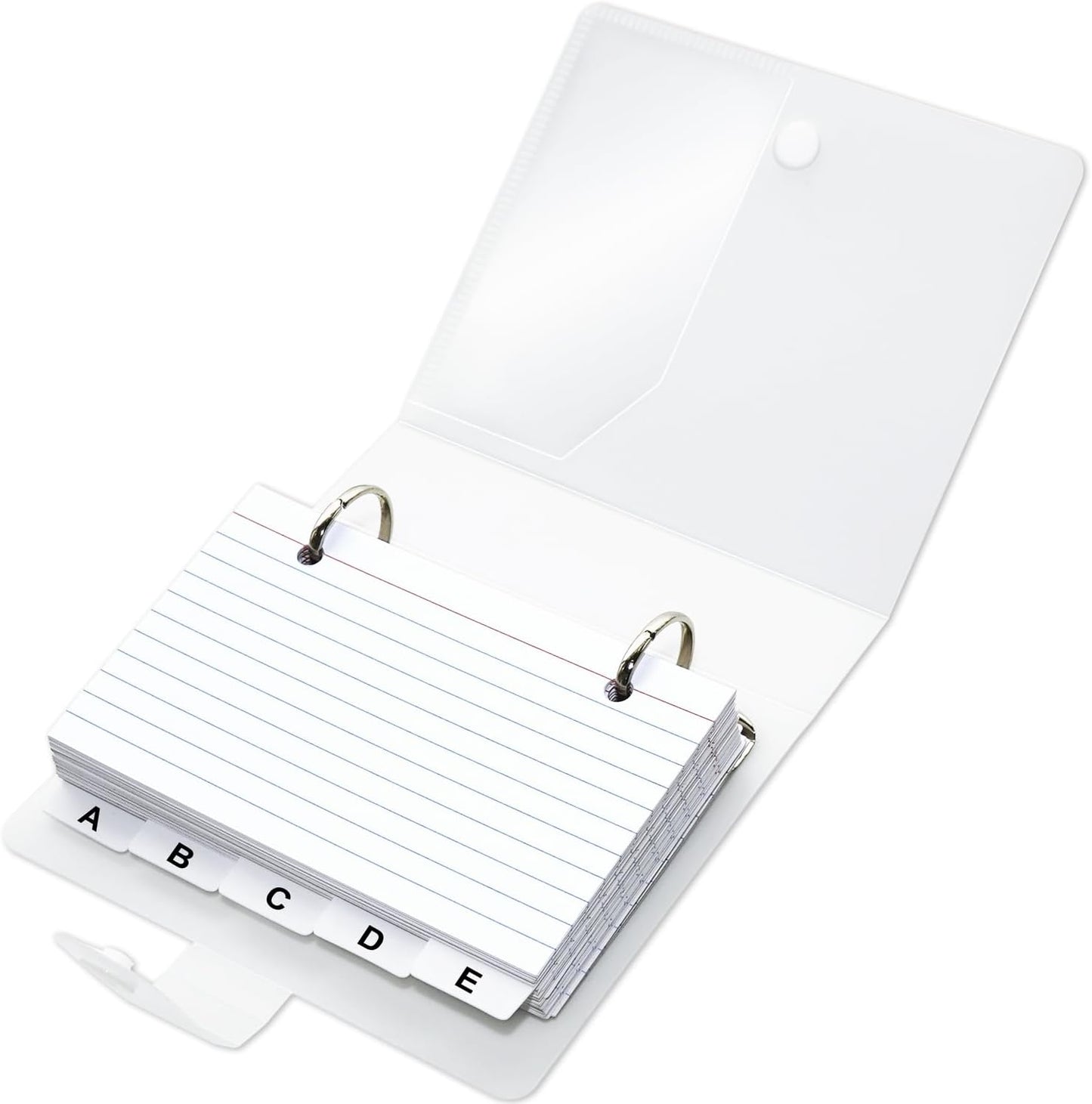 3x5 Lined Index Cards with Ring Binder Holder and Dividers, 100 Ruled Cards, Blue