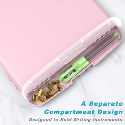 Rimilak Plastic Clipboard with Storage, 8.5 x 11 High Capacity Folio Nursing Case with Pen Holder, Size 14.2 x 9.6 x 1.2″ Folder Side-Opening for Classroom, Teacher, Smooth Writing, Dark Green