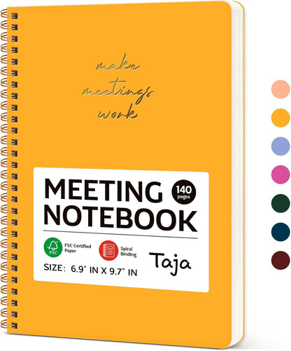 Meeting Notebook for Work Organization - Work notebook with action items, Meeting Minutes Planner Notebook, Perfect Office Supplies for Men & Women - Pink