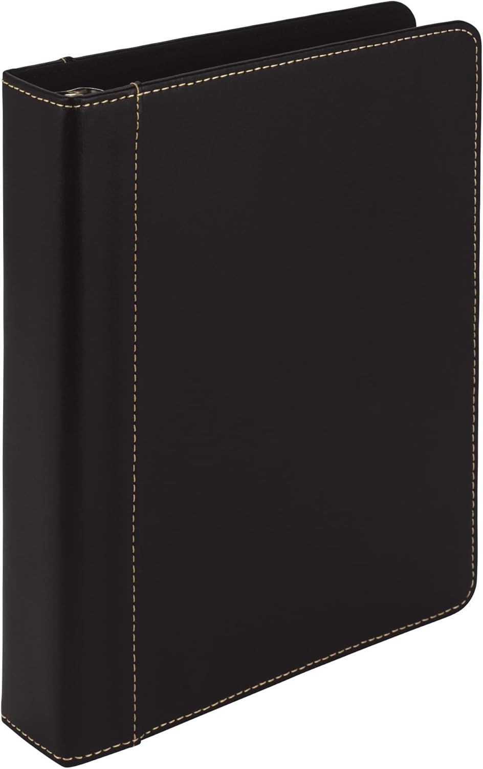 Samsill 1 Inch 3 Ring Binder, Leather, Black with Contrast Stitching, 8.5X 11 Inch, 3 Rings, Notebook Binder, Portfolio Organizer, Planner, Journal