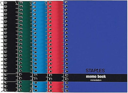 STAPLES Memo Pads, 4” x 6”, College Ruled, Assorted Colors, 50 Sheets/Pad, 5‑Pack