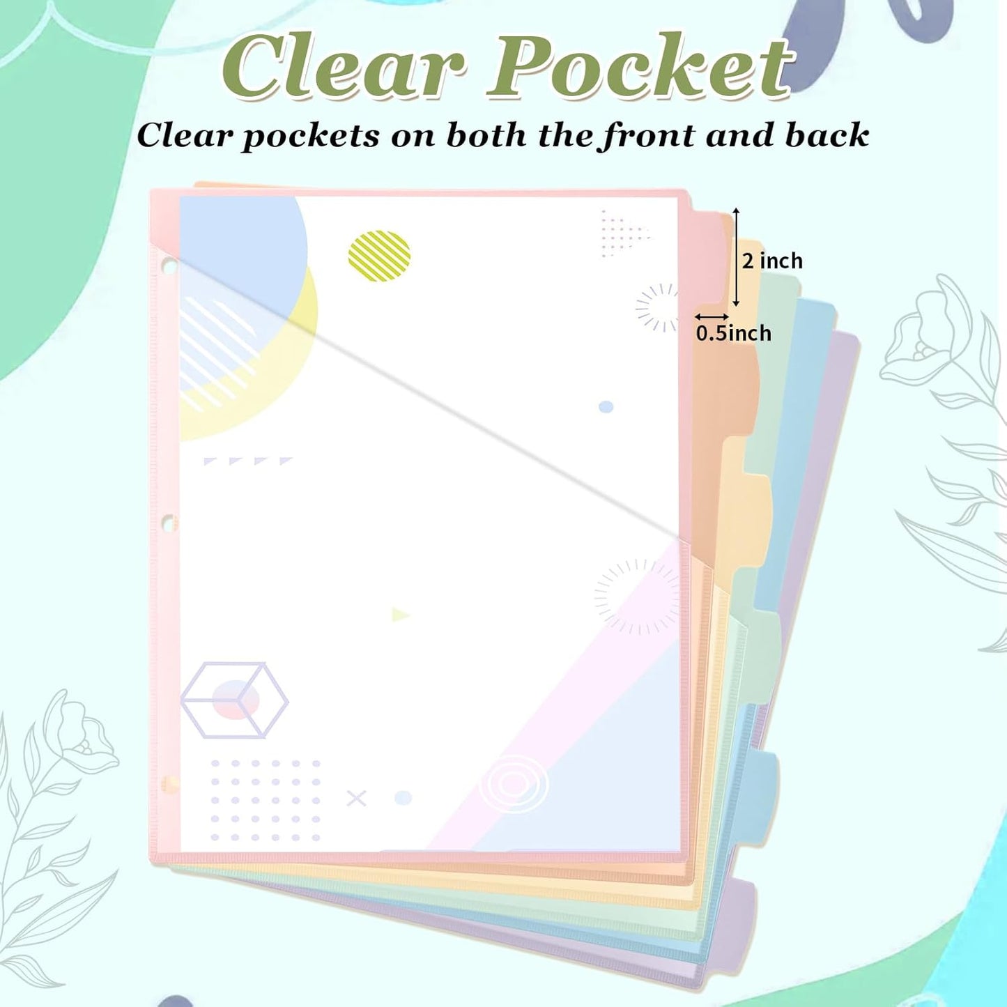 Epakh 12 Pcs Binder Dividers for 3 Rings Binders Index Dividers with Two Clear Pockets Plastics Sheets Protectors with Tab Labels for School Office Organization (Morandi)