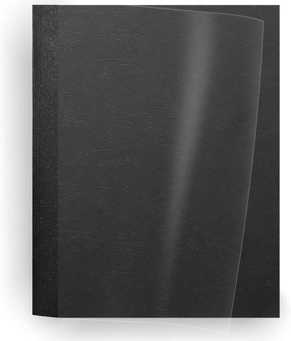 Binditek 20 Pack Thermal Binding Presentation Covers, 1/16 Inch Spine Holds 15 Sheets, Ultra Clear Front Cover, Black Paper Back Cover, Letter Size, for Students and Coworkers