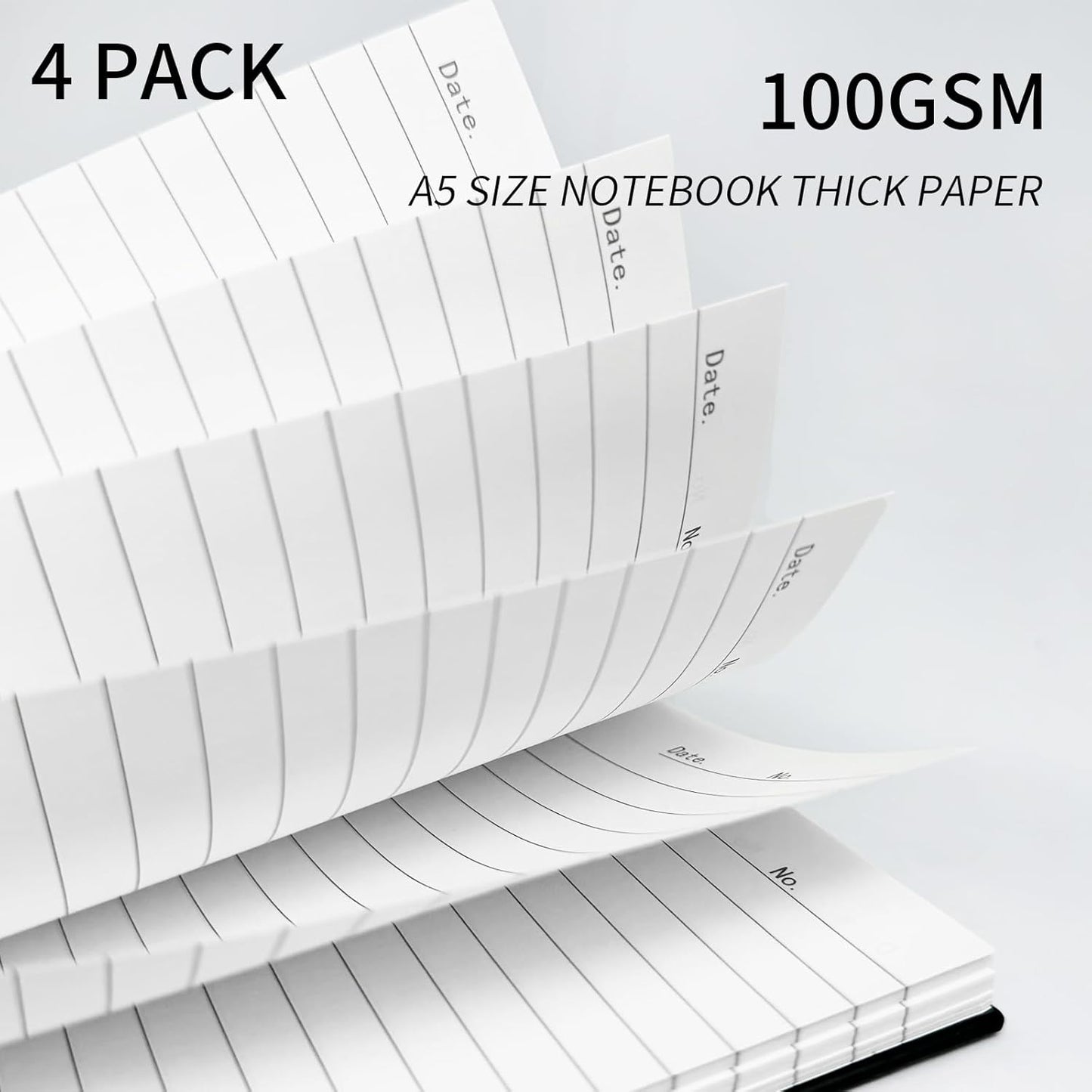 Large Lined Notebook Spiral Notebook 8.5" x 11"-4 Pack LINED Notebook 7mm Ruled Hardcover Notebook 120 Pages 100 GSM Thick Paper Notebook Hardcover Journal for School, Office,Study and Notes