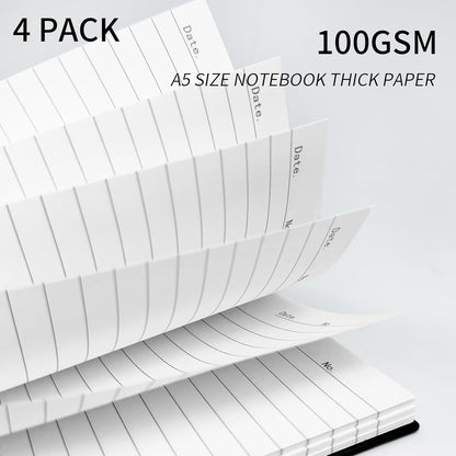 Large Lined Notebook Spiral Notebook 8.5" x 11"-4 Pack LINED Notebook 7mm Ruled Hardcover Notebook 120 Pages 100 GSM Thick Paper Notebook Hardcover Journal for School, Office,Study and Notes