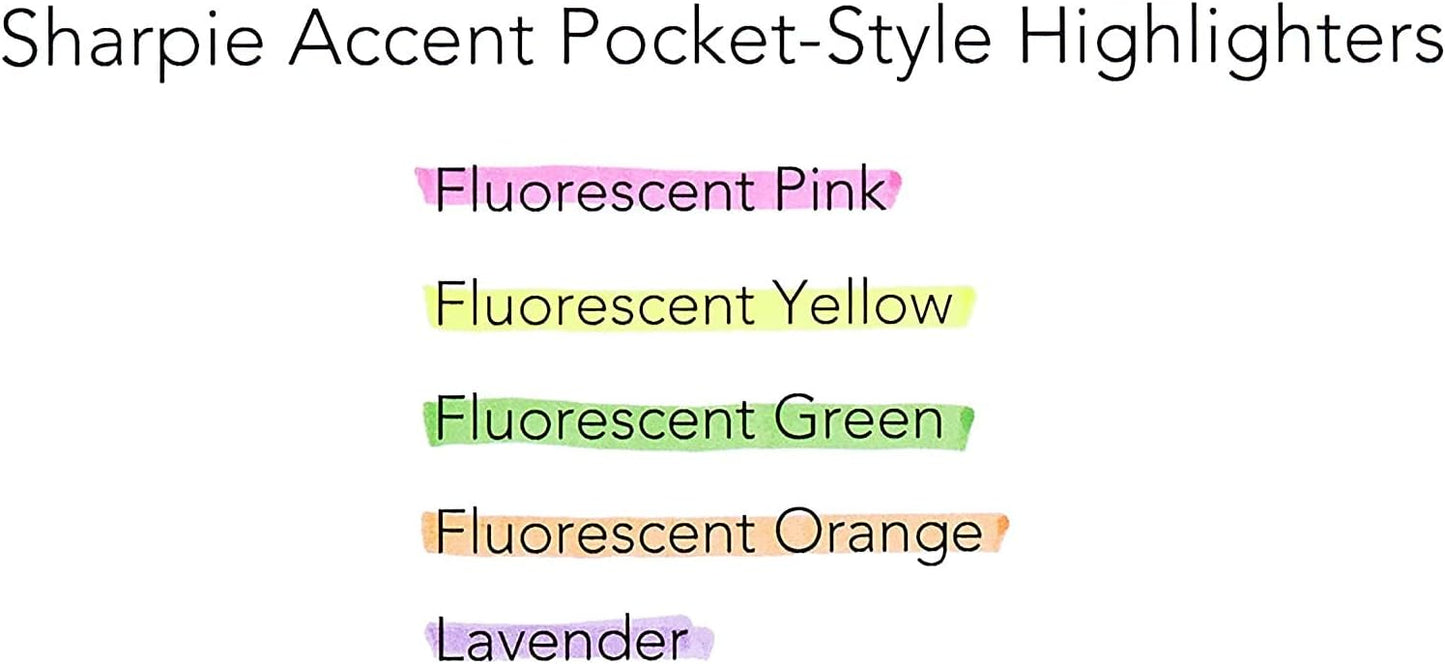 Sharpie 27108PP Accent Pocket Style Highlighter, Fluorescent Yellow, 6-Pack