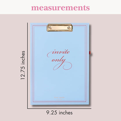 Kate Spade New York Clipboard Folio with Low Profile Clip, Black Professional Padfolio Includes Lined Notepad, Pen Loop, and Pocket, Polka Dots