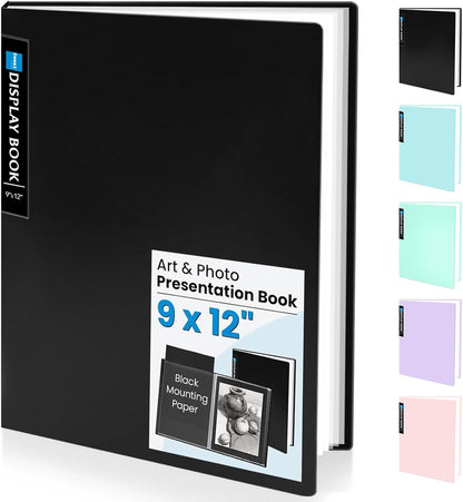 Sooez Art Portfolios 11"x17", Large Portfolio Folder with 30 Pockets & Black Inner Sheets, Display 60 Pages, 11 x 17 Presentation Book for Artwork Storage, Binder with Plastic Sleeves for Artist