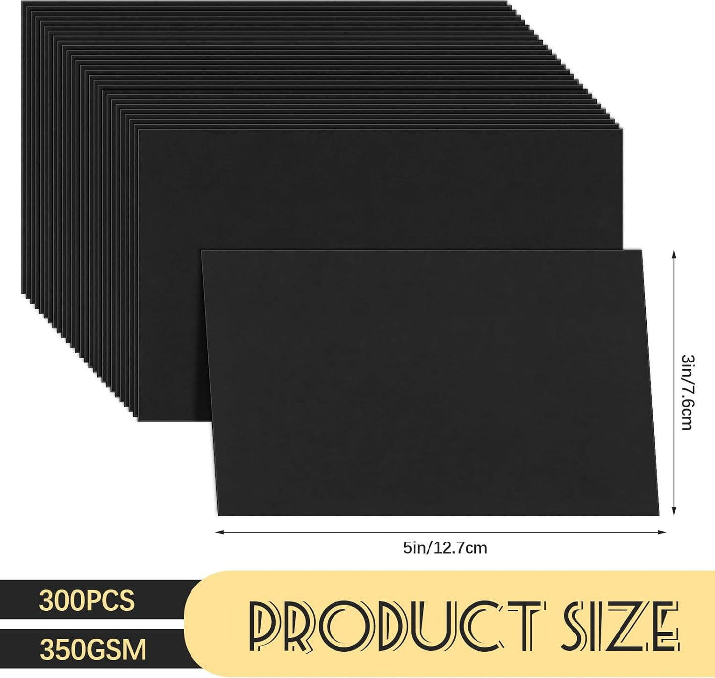 Bercoor 200 Pieces Blank 3 x 5 Inch Index Cards, Heavy Note Cards Study Cards for Office, School Learning, Black