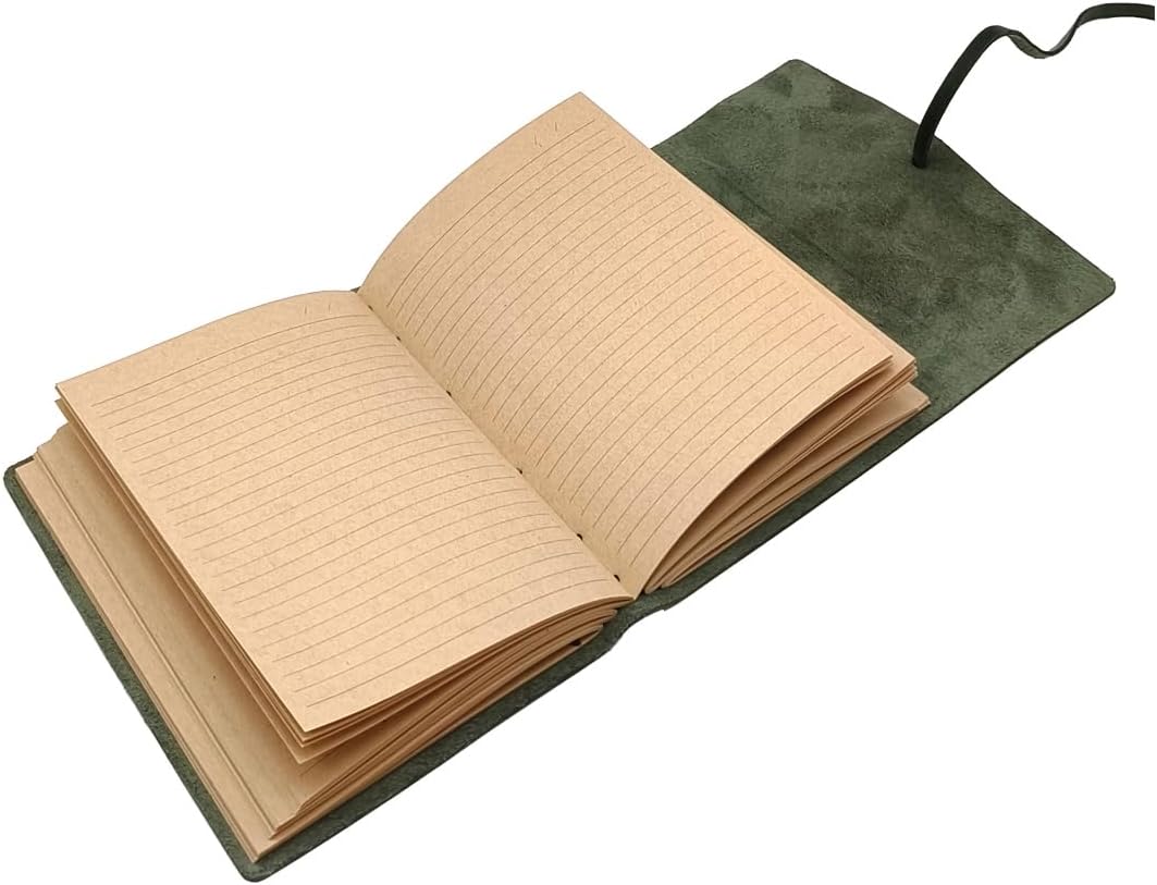 Leather Journal Writing Notebook - Genuine Leather Bound Daily Notepad for Men & Women Lined Paper 240 Kraft Pages, Handmade, Rustic Brown, 5 x 7 in