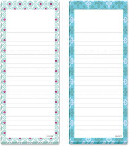 Current Cool Patterns Magnetic Notepads - Set of 6 List Pads, 6 designs, 50-Sheet Pads, 3 1/4 x 8 Inches, Lined Memo Pads, Shopping List, Office Organizer