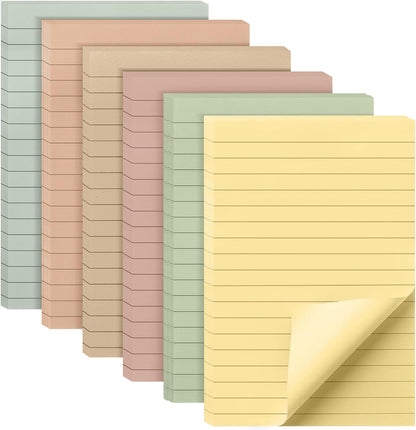 Mr. Pen- Lined Sticky Notes, 3" x 3", 12 Pads, 60 Sheets/Pad, Morandi Color, Bulk Sticky Notes with Lines, Ruled Post Stickies, Memo Pads, Self-Stick Note Pad for Office, School, Home, Study