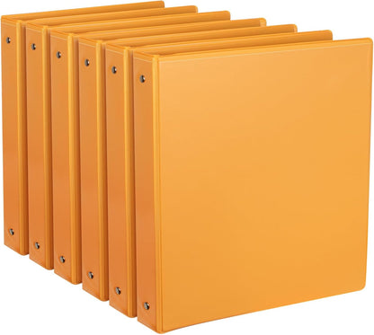 CIXILDTS 1-Inch Round Ring Binders, Standard 3 Ring Binder Fit Letter Size Paper, Presentation View Binders, 6 Packs, Assorted