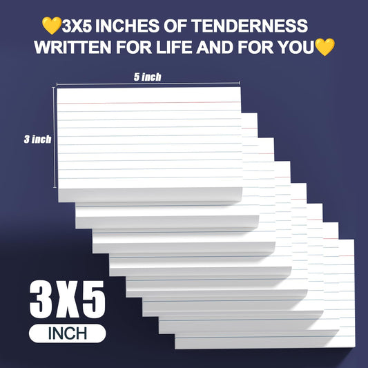 Index Cards 5x8 Inch - 120 Count, Ruled Index Flash Cards for Studying, White Lined Index Note Cards 5x8 Flashcards, Notecards 5 x 8 Lined Index Cards Ruled White 5 x 8 Cards for Office, School, Home