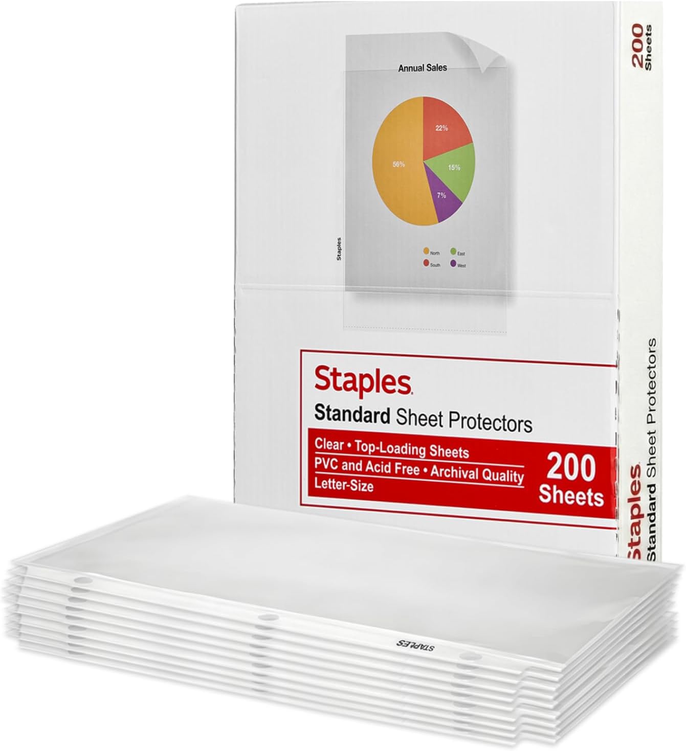 Staples Sheet Protectors, 8.5" x 11" – Top-Loading Clear Page Protectors, 2.4 Mil Standard Weight, 200-Pack