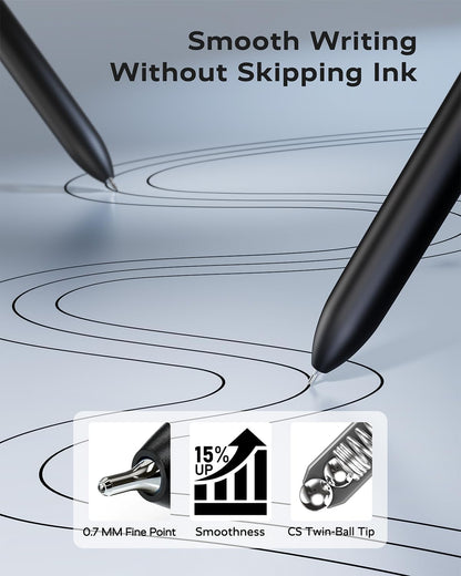 STAGEEK Black Gel Pens GX3, 12Pcs Fine Point Smooth Writing Pens with 3 Extra Refills, Quick Dry Black Ink Pens for Journaling, Office, Note Taking, School Supplies, Nurse Aesthetic(Black)
