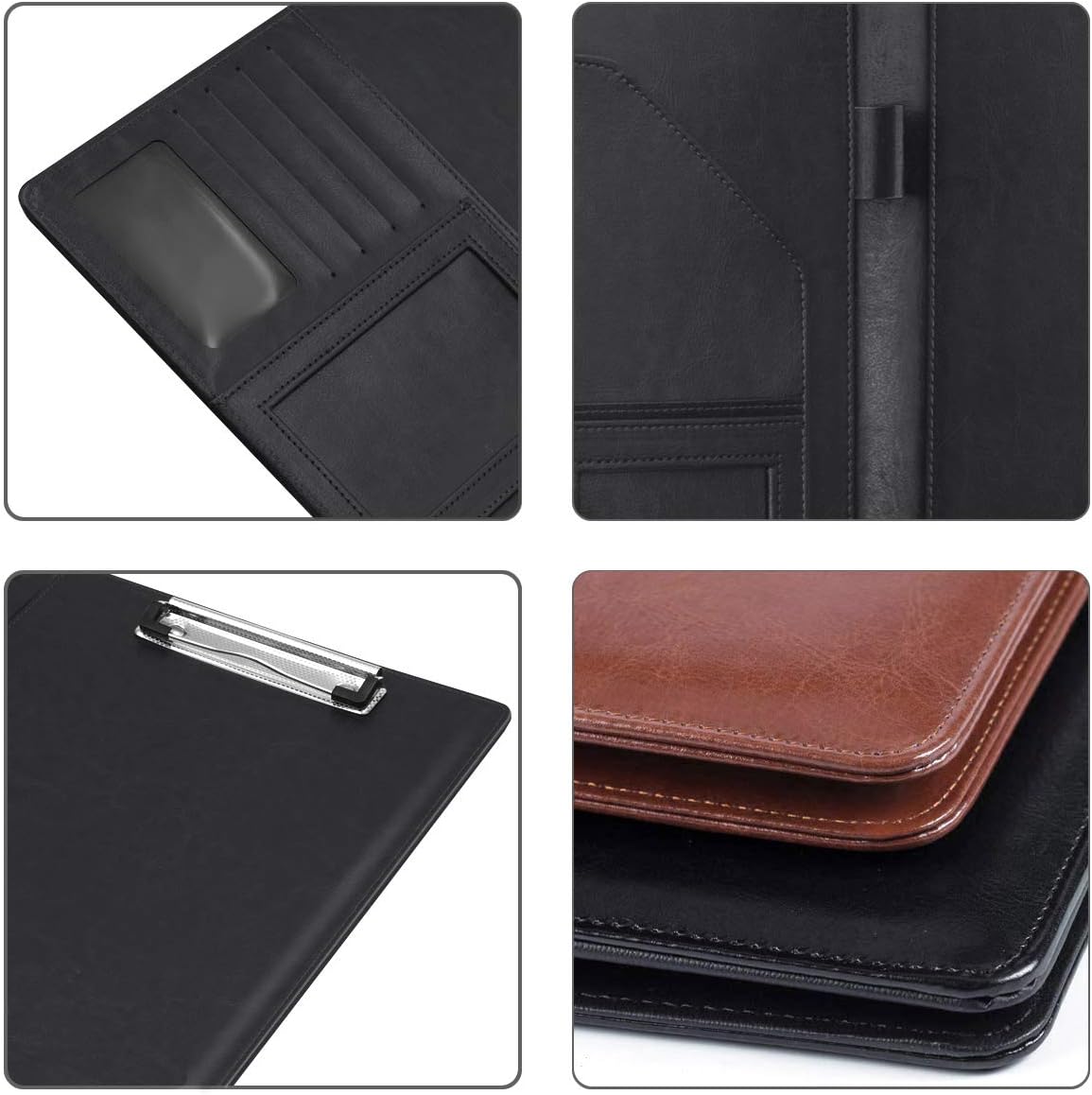 WAVEYU Resume Portfolio Folder, Padfolio Clipboard, Writing Portfolio Leather Clipboard with Cover for Legal Pad Holder Letter Size A4 for Business Conference Notepad Clip Boards, Purple