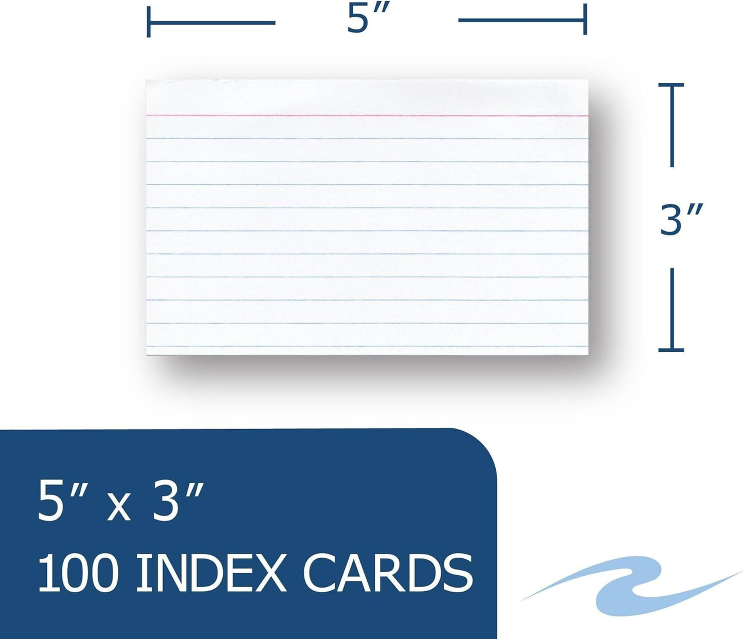 Roaring Spring Recycled Index Cards 3"x5", 100 Count, Smooth 100# White Recycled Index Paper, Ruled on Front, Blank on Back (Pack of 1)