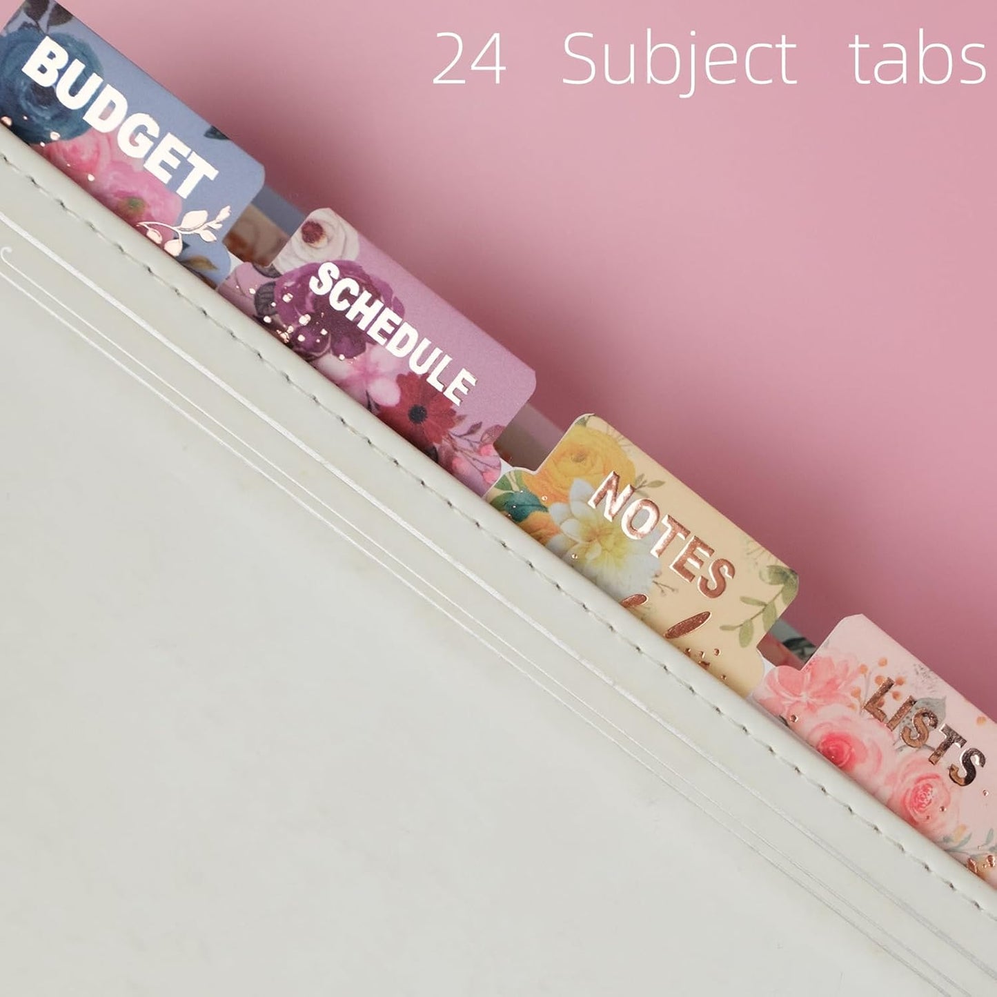 UPAFEXXI-Laminated Planner Monthly Tabs(72 Stickers in Total,24 month,24 Subject,24 Blank) Calendar Monthly Label Stickers for Planners, Subject Label Adhesive Tabs for Folders, Pages(Floral)