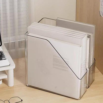 Vertical Magazine File Holder, Clear File Organizer Desk Organizer and Storage Bins Holding for Magazines, Binders, Notebooks, Envelopes, Plastic Office Organization and Storage for Desk