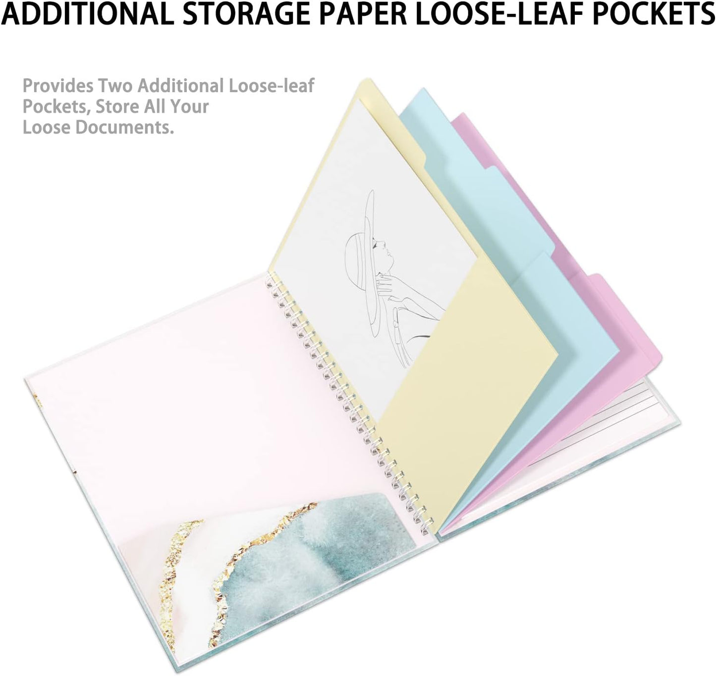 Rimilak Spiral Clipboards Folio with Refillable Lined Notepad, 14.5 x 9.8 In, Hardcover Cover with 5 Interior Pockets, Elastic Band and Pen Loop Series. Cute Stylish Clipfolio, Daisy Flower