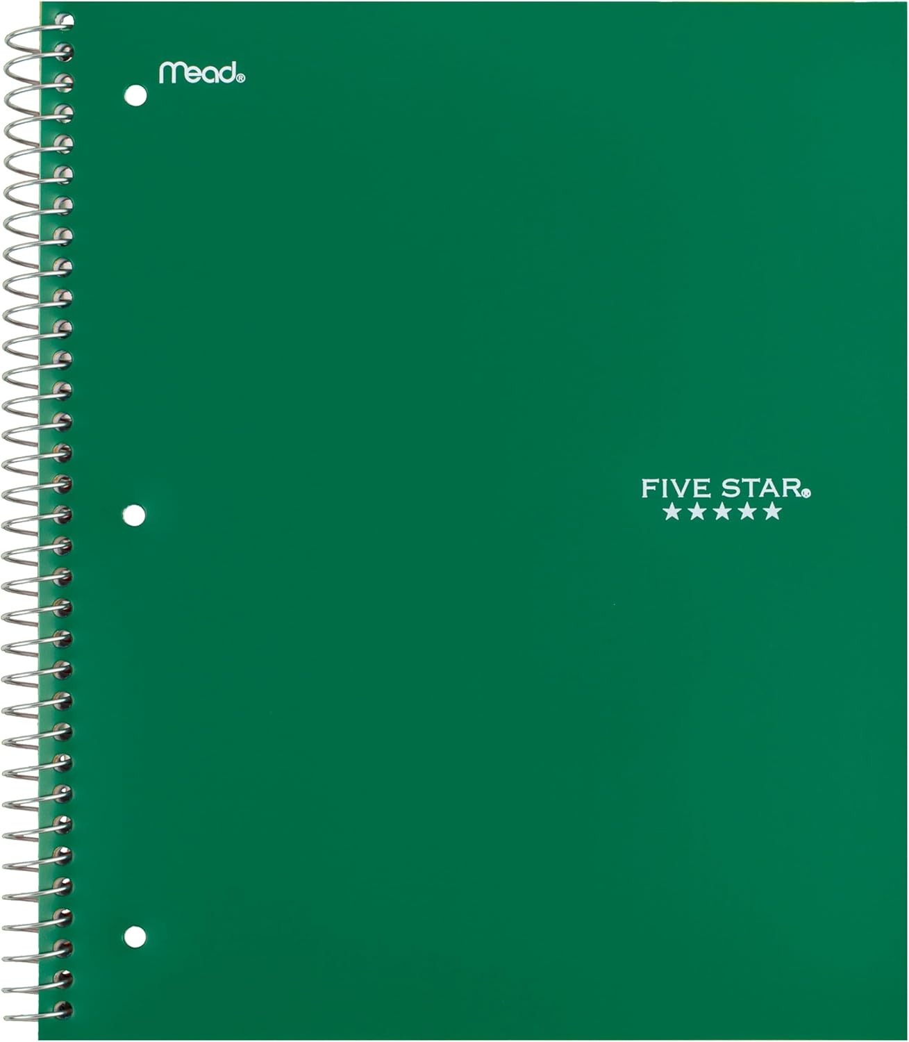 Five Star Spiral Notebook + Study App, 5 Subject, Wide Ruled Paper, 8" x 10-1/2", 200 Sheets, Fights Ink Bleed, Water Resistant Cover, Tidewater Blue (73196)