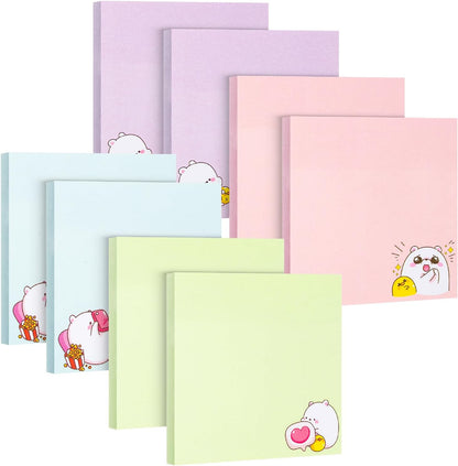Mr. Pen- Aesthetic Sticky Notes, 3"x3", 8 Pads, 400 Sheets, 4 Designs, Cute Bear Sticky Notes, Self-Stick Note Pads Aesthetic, Perfect for Office, School, Home, Study & Organization
