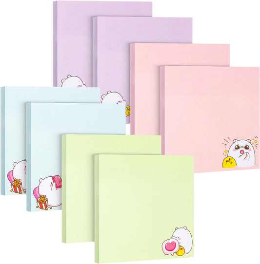 Mr. Pen- Aesthetic Sticky Notes, 3"x3", 8 Pads, 400 Sheets, 4 Designs, Cute Bear Sticky Notes, Self-Stick Note Pads Aesthetic, Perfect for Office, School, Home, Study & Organization