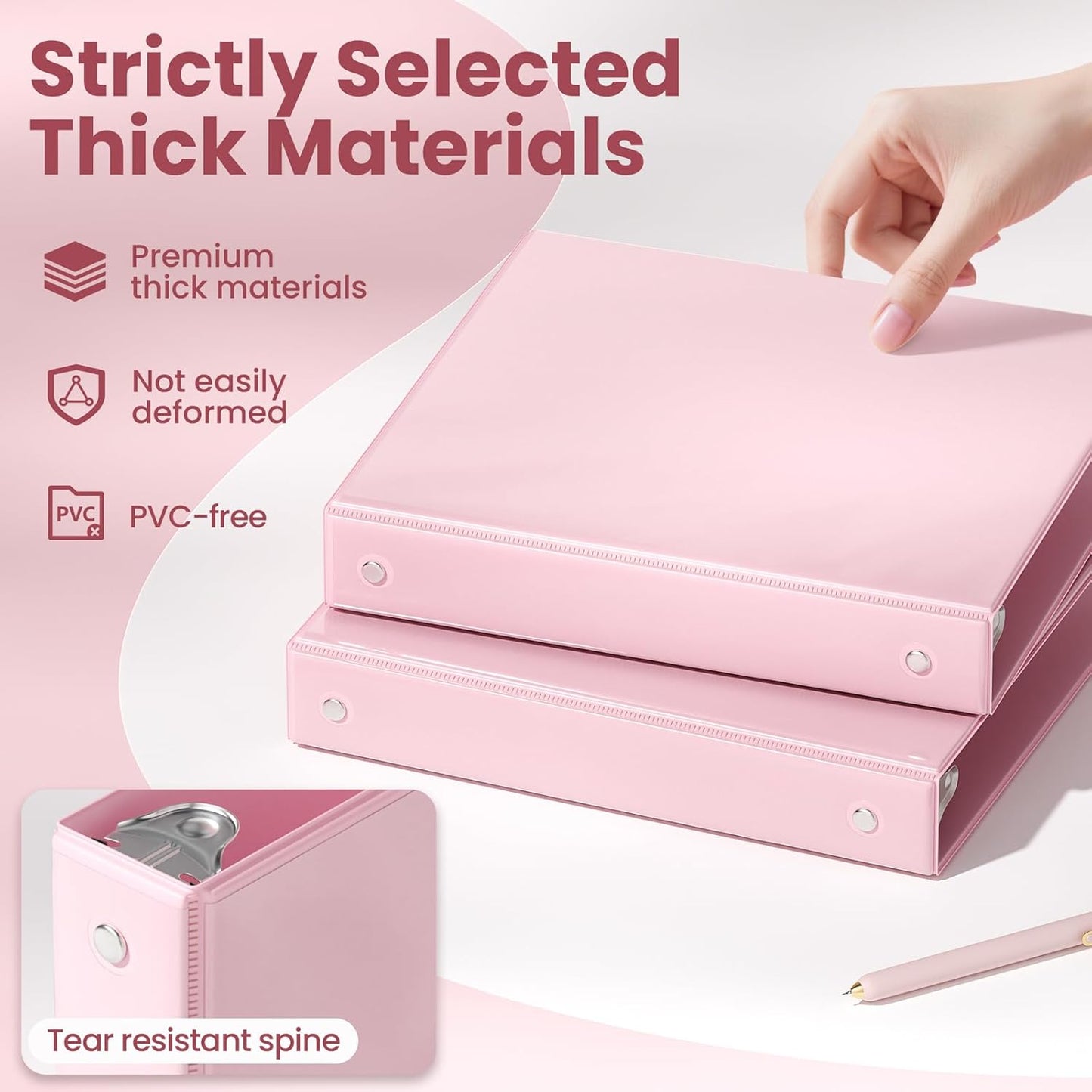 SUNEE 1 Inch Binders 3 Ring 6 Pack, Clear View Three Ring Binders PVC-Free (Fit 8.5x11 Inches) for School Binder or Office Binder Supplies, Classic 6 Colors