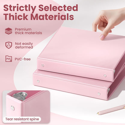 SUNEE 1 Inch Binders 3 Ring 6 Pack, Clear View Three Ring Binders PVC-Free (Fit 8.5x11 Inches) for School Binder or Office Binder Supplies, Classic 6 Colors