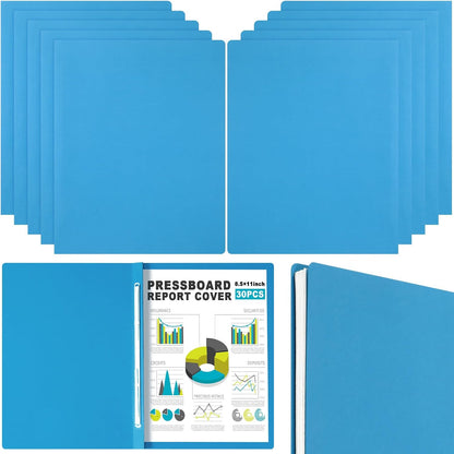 Dunzoom 30 Pcs 8.5'' x 11'' Pressboard Report Cover, 3'' Capacity Metal Prong Fastener with Compressor, Letter Size, Presentation Folder to Neatly Bind Report, Proposal Document (Black)