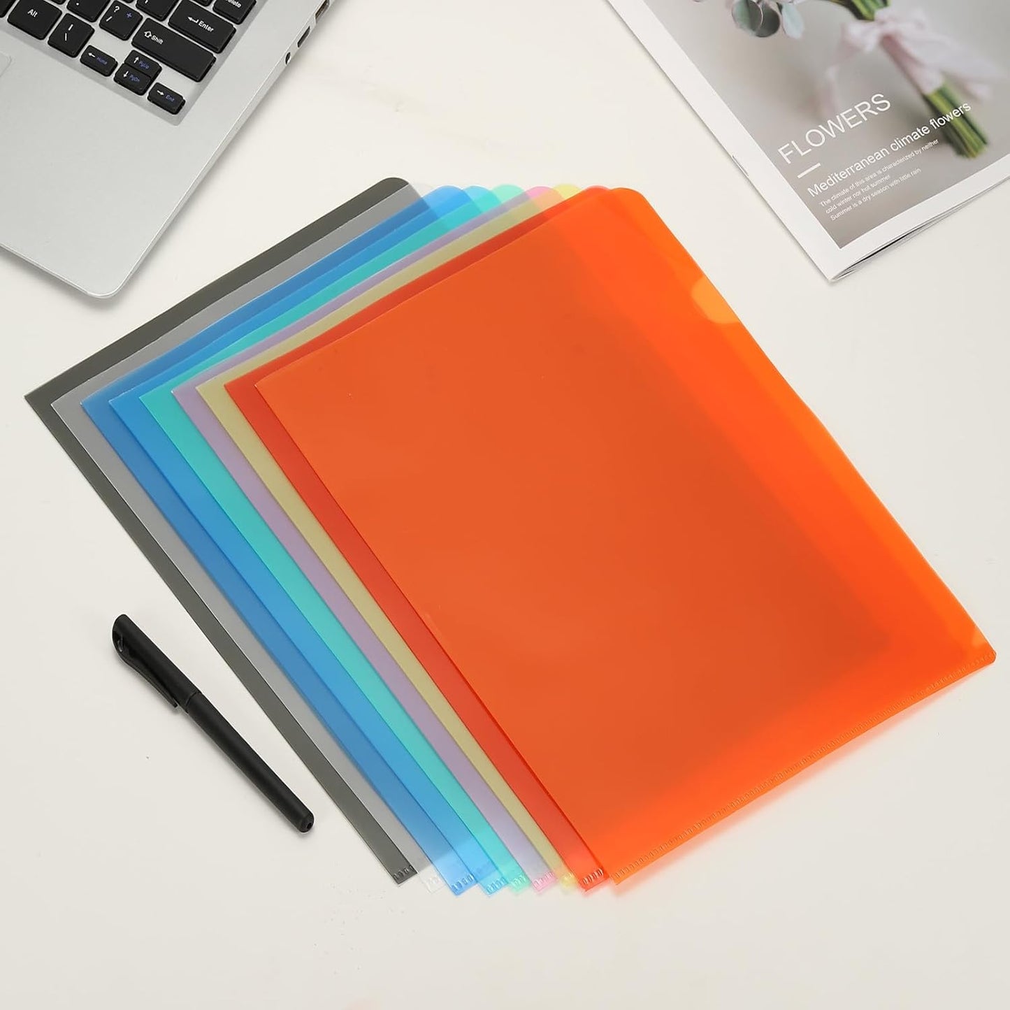 PATIKIL A4 Plastic Folders, 40 Pack Clear Folders L Type Project Pockets Paper Document Jacket Sleeves L Shaped Transparent for Documents Plastic Office File, 8.7x12.2in, Red