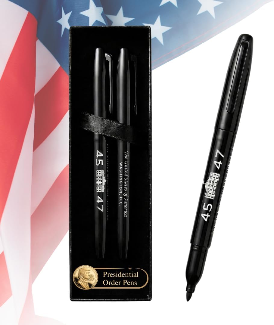 Executive Order Signature Collectible Marker Pen, Black Ink Felt-tip Writing Pen for Professional Signing, Office Desk Accessories, Business Meetings, Unique & Fun Gift for National and Global Leaders