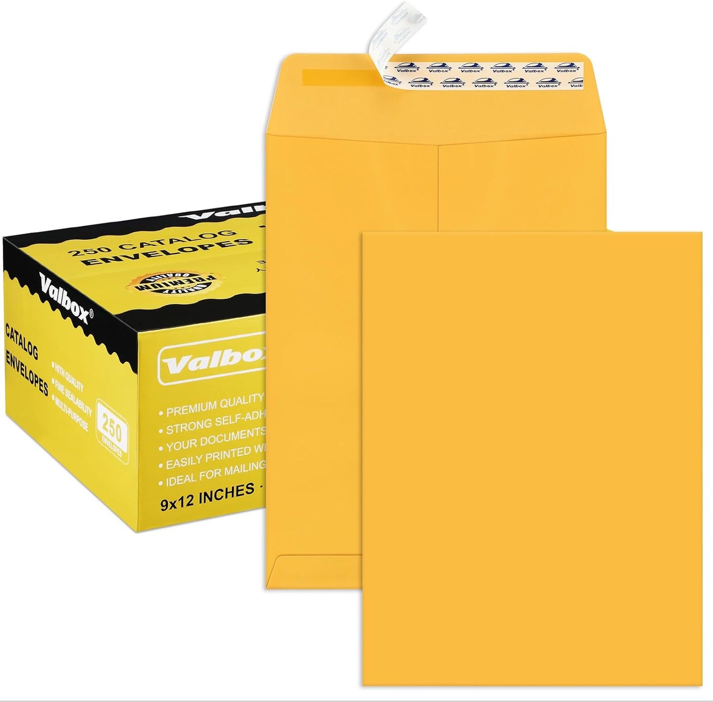 ValBox 6x9 Self Seal Security Catalog Envelopes 250 Count Small White Envelopes for Mailing, Storage and Organizing