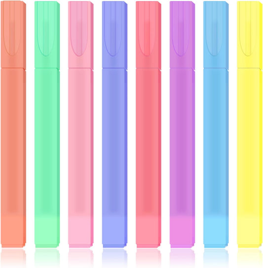 Pastel Highlighter Set, Chisel Tip, Tank Style, 6 Pack Morandi Colors, Cute No Bleed Bible Highlighter, with Large Ink Reservoir for Extra Long Marking Performance, Back to School Supplies