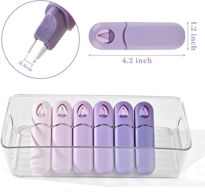 Temiary 12Pcs Cute White Smooth Pull Out Tape, Easy to Use White Correction Pens, 1/5 x 236in Smooth Writing & Aesthetic Office School Supplies (Purple)