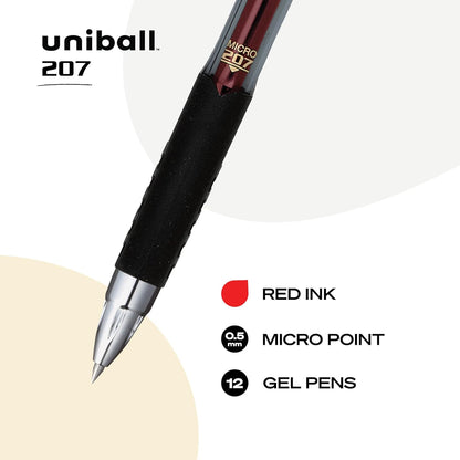 uniball 207 Plus+ Retractable Gel Pens, Medium Point (0.7mm), Black, 4 Pack