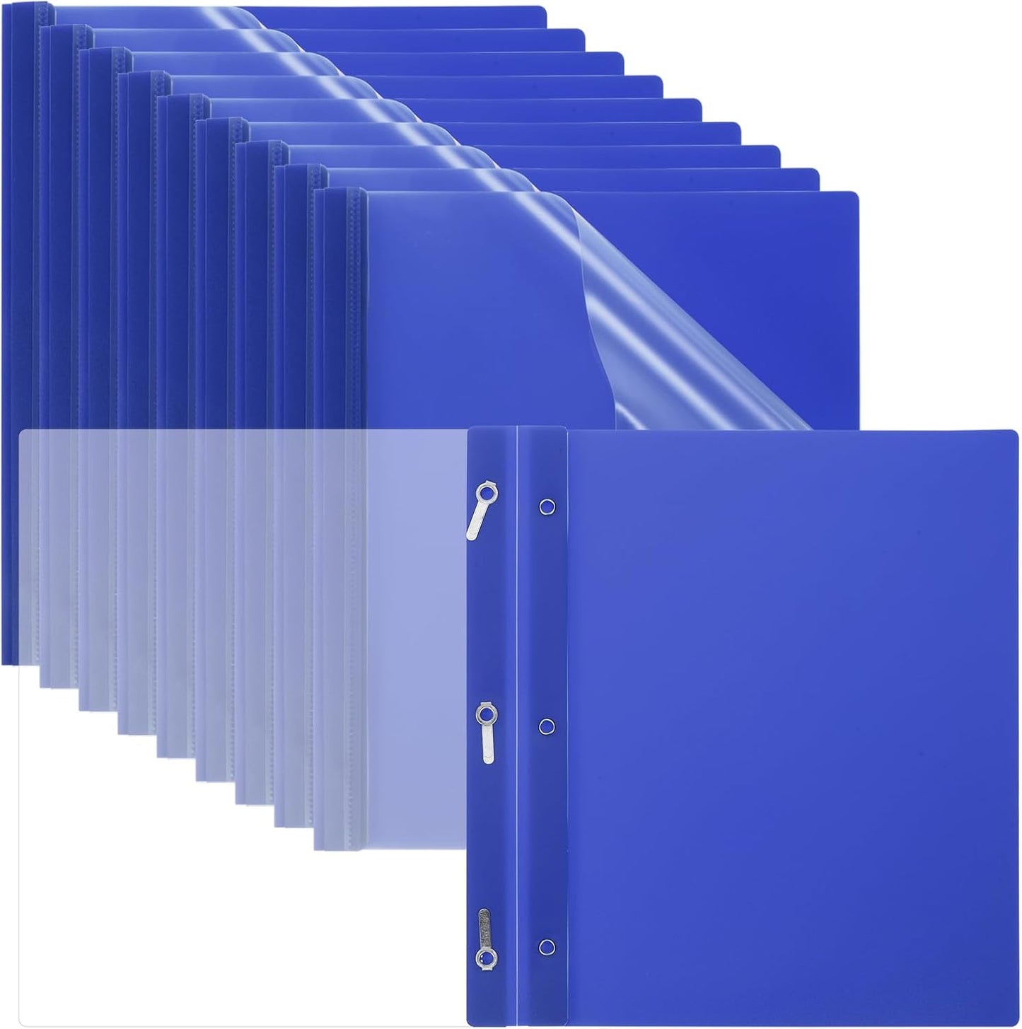 PATIKIL Plastic Report Covers with Prong, 10 Pcs 80 Sheet Capacity Clear Front Presentation Binders with 3 Metal Prong Fasteners Report Folder for Resume Documents Files Letter, Dark Blue