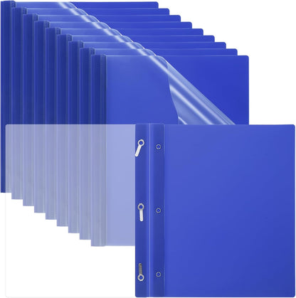 PATIKIL Plastic Report Covers with Prong, 10 Pcs 80 Sheet Capacity Clear Front Presentation Binders with 3 Metal Prong Fasteners Report Folder for Resume Documents Files Letter, Dark Blue