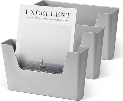 YOHOM No Drilling File Holder Wall Mails Magazines Organizer Adhesive Door Mount, Single Pocket(WHITE, 1 PCS)