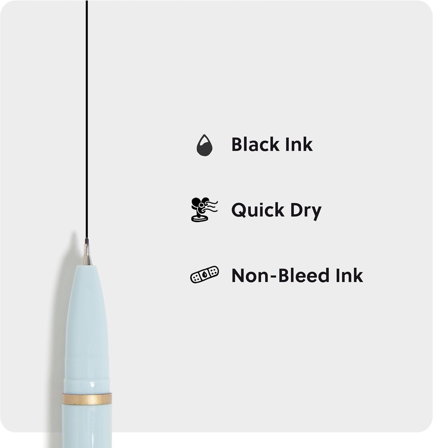 U Brands Catalina Felt Tip Pens, Set of 6 Black Ink Pens, Soft Touch Jewel Tones, Gold Details, Medium (0.7 mm) Point