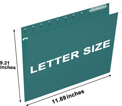 HERKKA Hanging File Folders, 30 Pack Reinforced Letter Size Hanging Folders, Designed for Bulky Files, Filing Cabinet, 1/5-Cut Adjustable Tabs (Blue)