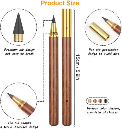 HOTUT Inkless Pencil - 4pcs Everlasting Wooden Infinity Pencil, Wood-Cased Graphite Reusable for Writing Drawing, Students Home Office School Supplies