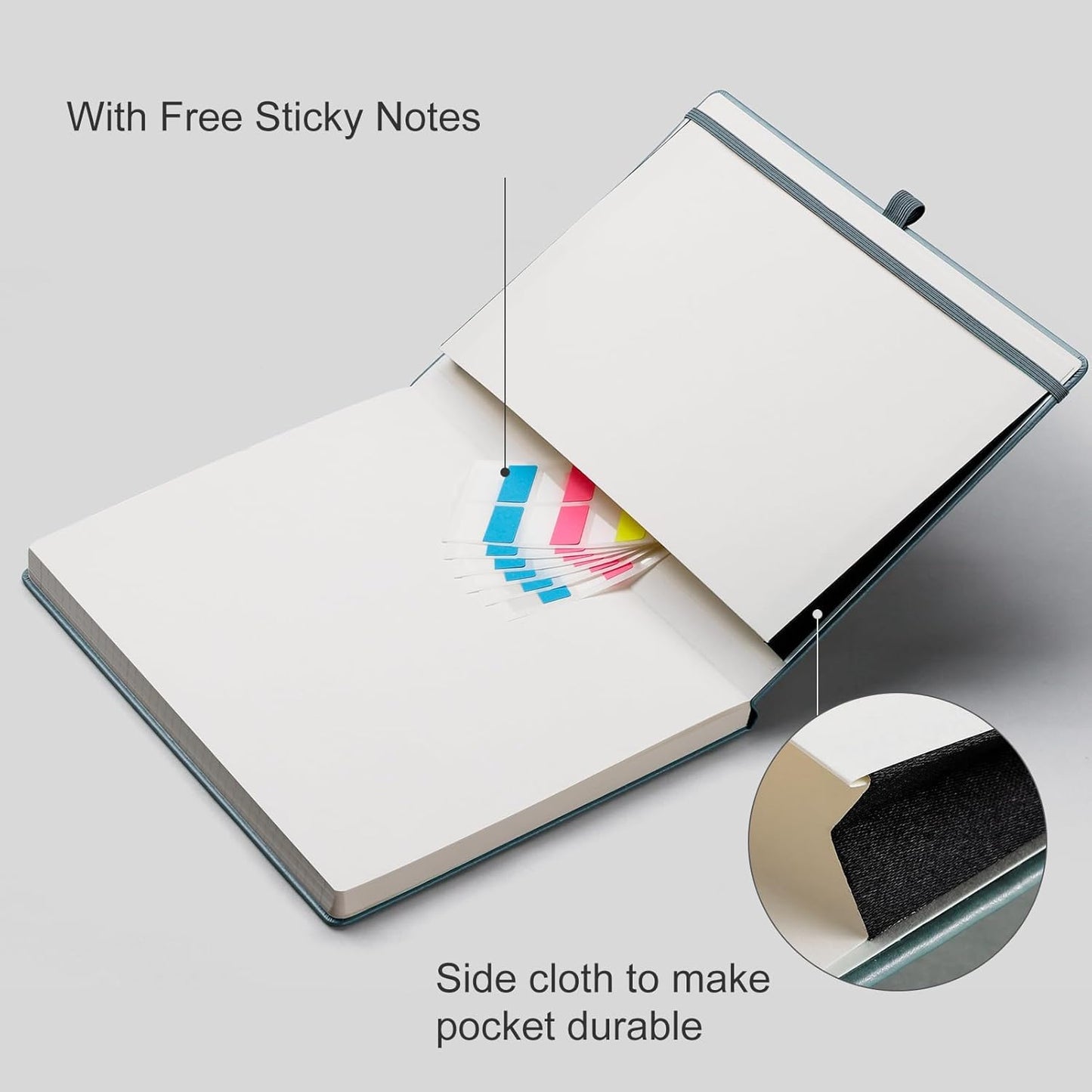 EMSHOI A4 College Ruled Notebook, Large 8.3" x 11.7", 192 Pages 100GSM Ink-Proof Faux Leather Hardcover Lay-Flat Lined Journal for Office School Work Writing, Black